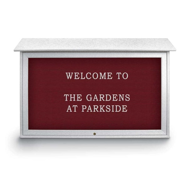 Indoor Enclosed Combo Board, 42"x32", Satin Frame/Blue & Cork